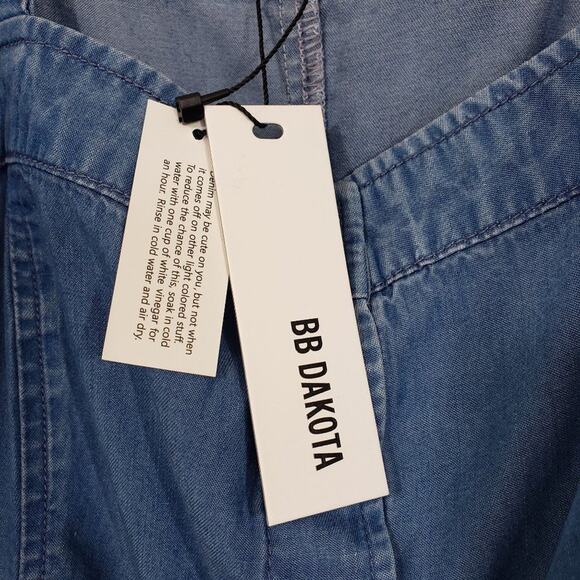 BB Dakota NWT button front jumper bustier style chambray dress woman's size 6 - Picture 4 of 10